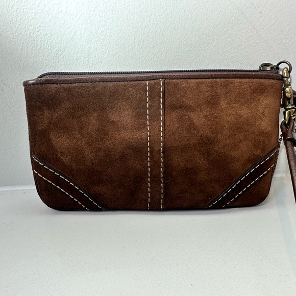 Coach Suede Leatherware Brown Wristlet - Picture 4 of 6